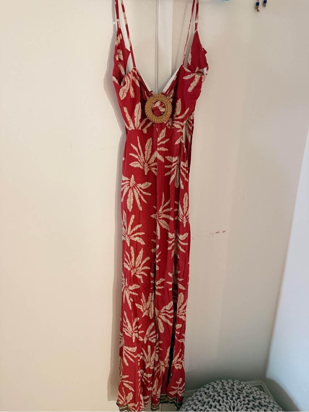 Surf Gypsy Red Tropical Print Spaghetti-Strap Jumpsuit. New no tags